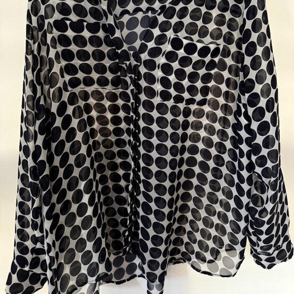 Gap Navy Blue Polka Dot Sheer Blouse, Size XXL - Picture 3 of 5